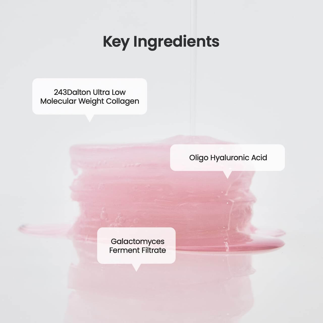 Key ingredients of Biodance Collagen Gel Toner Pads: collagen, oligo hyaluronic acid, galactomyces ferment filtrate.