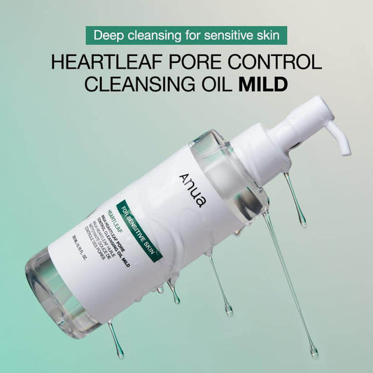 ANUA Heartleaf Pore Control Cleansing Oil Mild, gentle cleanser for sensitive skin, removing impurities without irritation.