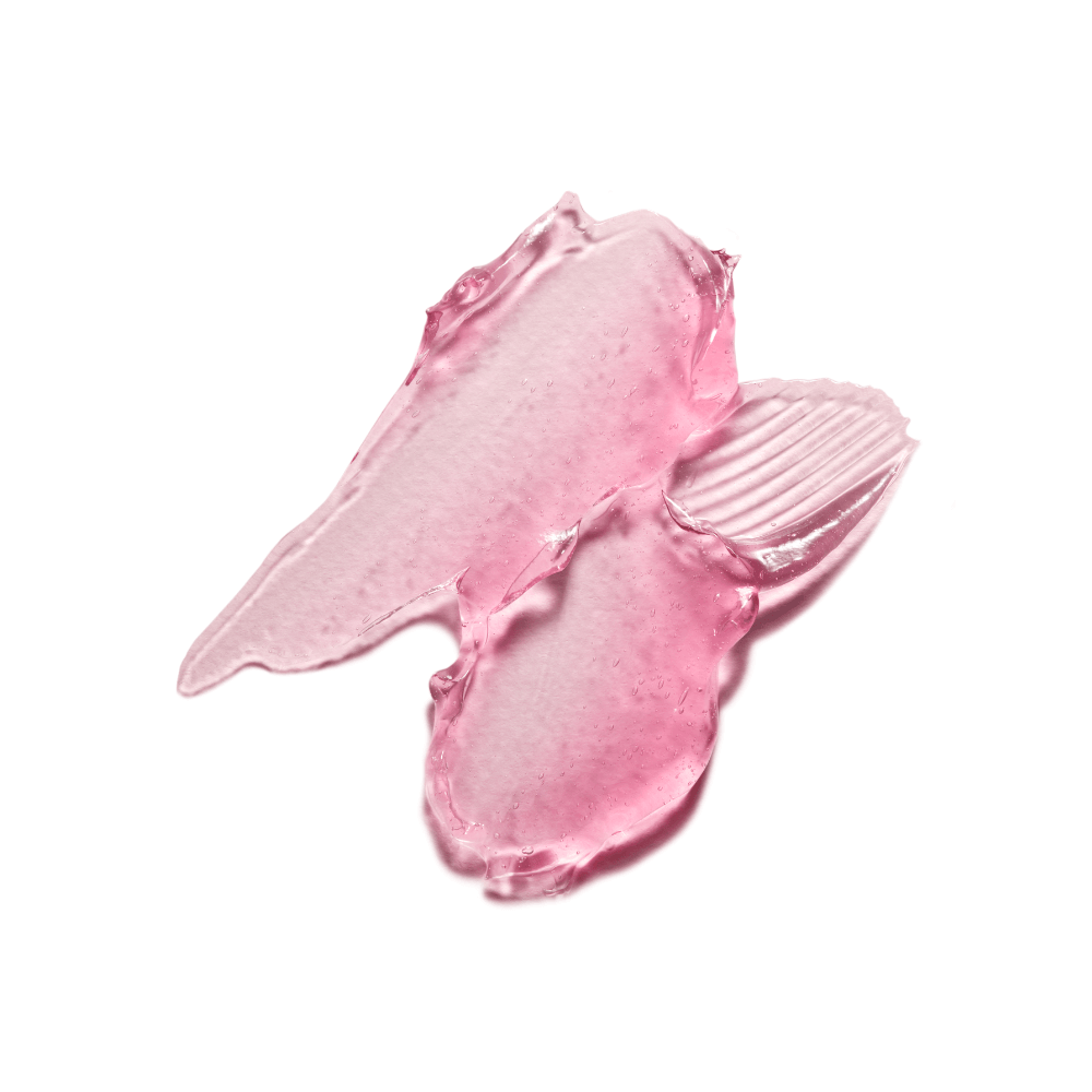 Medicube Collagen Jelly Cream texture in a pink gel form, showcasing its smooth and hydrating properties.