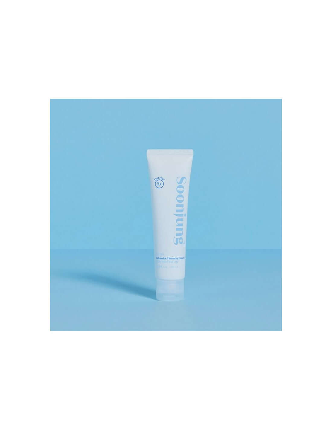 ETUDE HOUSE Soonjung 2x Barrier Intensive Cream tube on a blue background, ideal for dry and sensitive skin care.