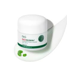 Dr.G Red Blemish Clear Soothing Cream in a jar with Centella Asiatica, ideal for acne-prone and sensitive skin.