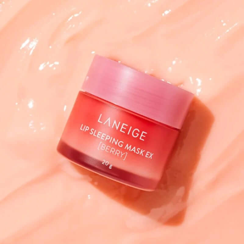 Laneige Lip Sleeping Mask Berry in a jar, providing deep hydration for lips overnight, suitable for all skin types.