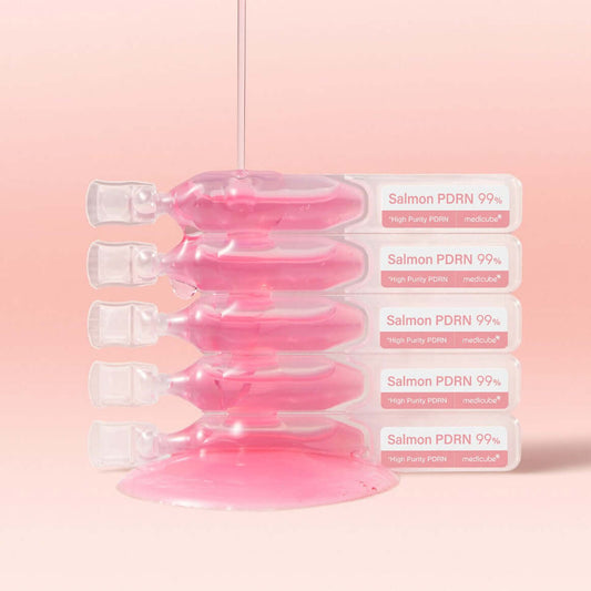 Medicube PDRN Pink One Day Serum 10x1.5ml vials with salmon PDRN, promoting skin radiance and elasticity.