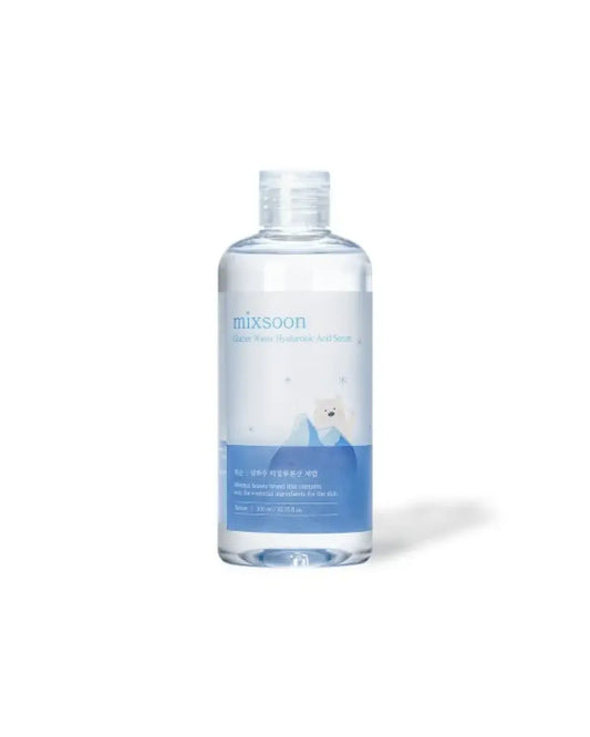 MIXSOON Glacier Water Hyaluronic Acid Serum bottle with hydrating and soothing properties for dry skin.