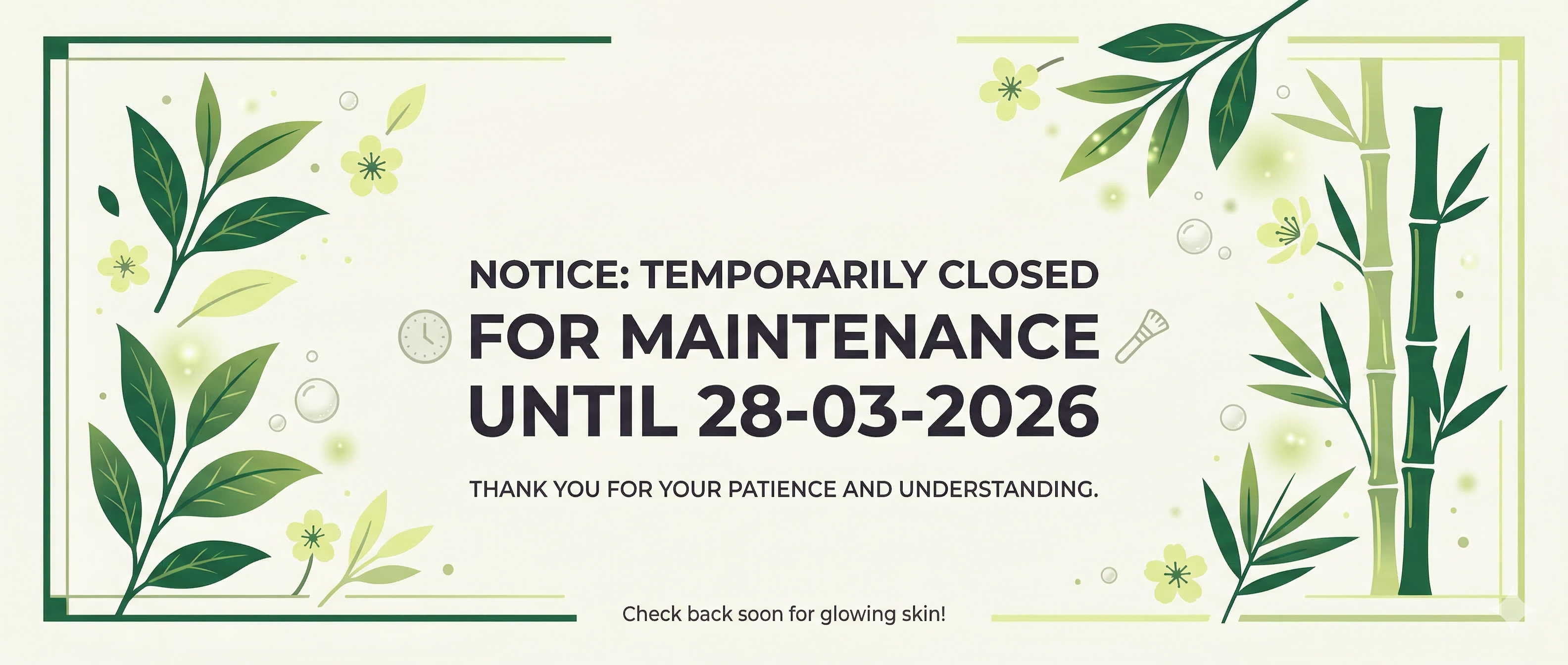 Notification of temporary closure for maintenance with decorative elements on a white background